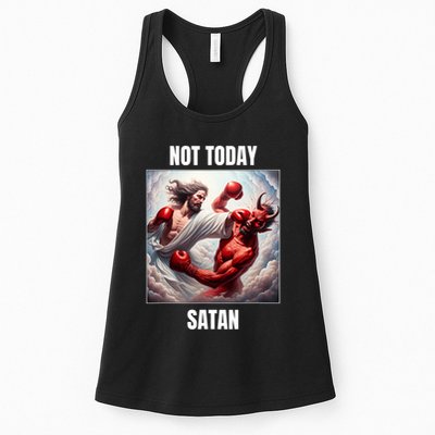 Jesus Vs Satan In A Boxing Match Not Today Satan Womens Tank Top