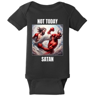 Jesus Vs Satan In A Boxing Match Not Today Satan Baby Bodysuit