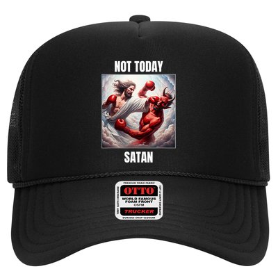 Jesus Vs Satan In A Boxing Match Not Today Satan Trucker Hat