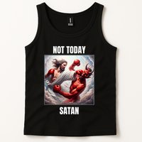 Jesus Vs Satan In A Boxing Match Not Today Satan Tank Top