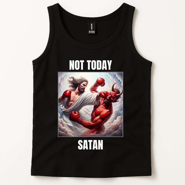 Jesus Vs Satan In A Boxing Match Not Today Satan Tank Top