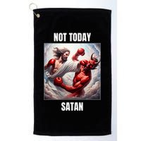 Jesus Vs Satan In A Boxing Match Not Today Satan Golf Towel