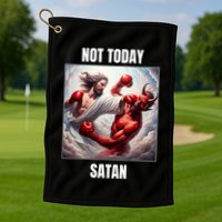 Jesus Vs Satan In A Boxing Match Not Today Satan Golf Towel