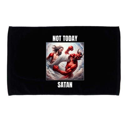 Jesus Vs Satan In A Boxing Match Not Today Satan Microfiber Hand Towel