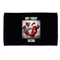 Jesus Vs Satan In A Boxing Match Not Today Satan Microfiber Hand Towel