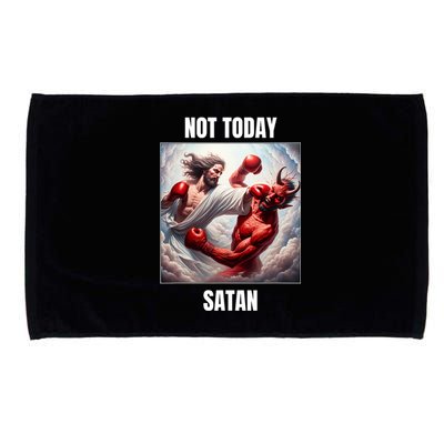 Jesus Vs Satan In A Boxing Match Not Today Satan Microfiber Hand Towel