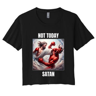 Jesus Vs Satan In A Boxing Match Not Today Satan Crop Top