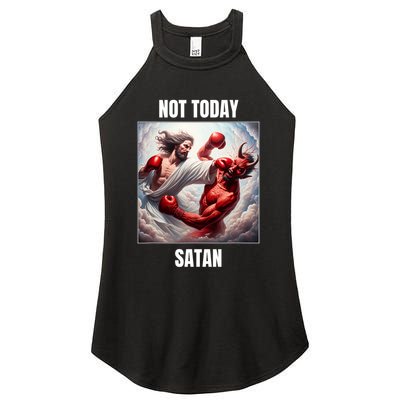 Jesus Vs Satan In A Boxing Match Not Today Satan Women's Perfect Tri Rocker Tank