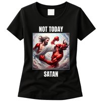 Jesus Vs Satan In A Boxing Match Not Today Satan Womens T-Shirt