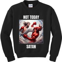 Jesus Vs Satan In A Boxing Match Not Today Satan Kids Sweatshirt