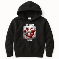 Jesus Vs Satan In A Boxing Match Not Today Satan Kids Hoodie