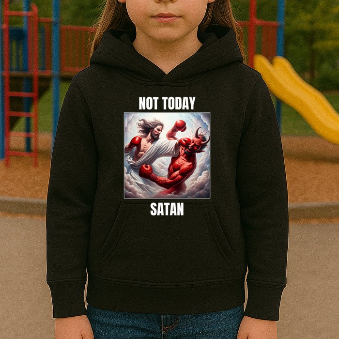 Jesus Vs Satan In A Boxing Match Not Today Satan Kids Hoodie