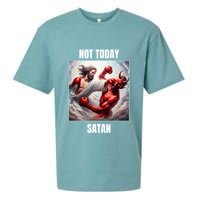Jesus Vs Satan In A Boxing Match Not Today Satan Sueded Cloud Jersey T-Shirt