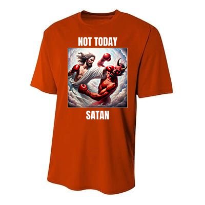 Jesus Vs Satan In A Boxing Match Not Today Satan Great Gift Performance Sprint T-Shirt