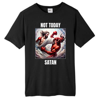 Jesus Vs Satan In A Boxing Match Not Today Satan Great Gift Tall Fusion ChromaSoft Performance T-Shirt