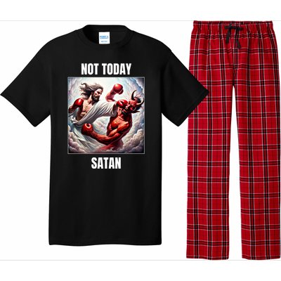 Jesus Vs Satan In A Boxing Match Not Today Satan Great Gift Pajama Set