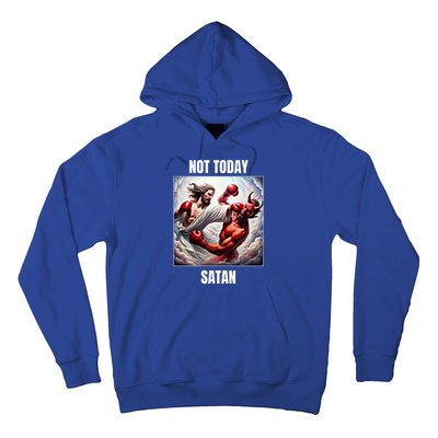 Jesus Vs Satan In A Boxing Match Not Today Satan Great Gift Hoodie