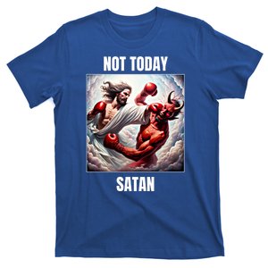 Jesus Vs Satan In A Boxing Match Not Today Satan Great Gift T-Shirt