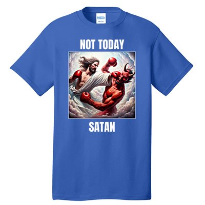 Jesus Vs Satan In A Boxing Match Not Today Satan Great Gift Tall T-Shirt