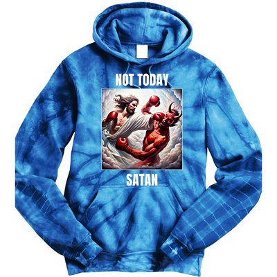 Jesus Vs Satan In A Boxing Match Not Today Satan Great Gift Tie Dye Hoodie