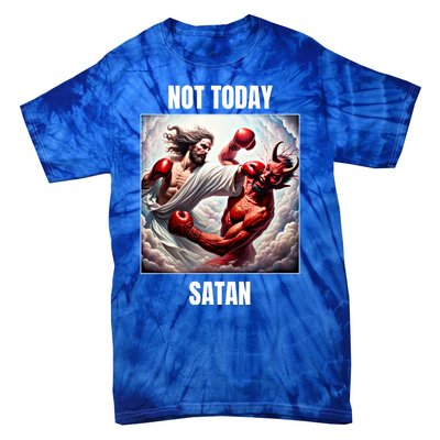 Jesus Vs Satan In A Boxing Match Not Today Satan Great Gift Tie-Dye T-Shirt