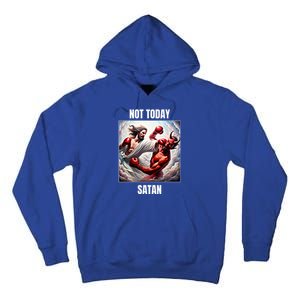 Jesus Vs Satan In A Boxing Match Not Today Satan Great Gift Tall Hoodie