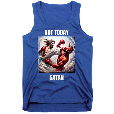 Jesus Vs Satan In A Boxing Match Not Today Satan Great Gift Tank Top