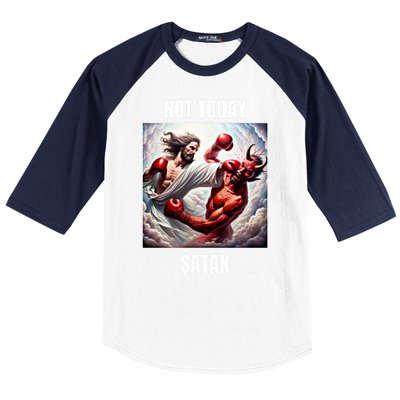 Jesus Vs Satan In A Boxing Match Not Today Satan Great Gift Baseball Sleeve Shirt