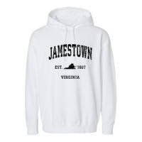 Jamestown Virginia Va Vintage Established Athletic Sports Design Garment-Dyed Fleece Hoodie