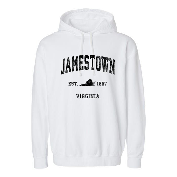 Jamestown Virginia Va Vintage Established Athletic Sports Design Garment-Dyed Fleece Hoodie