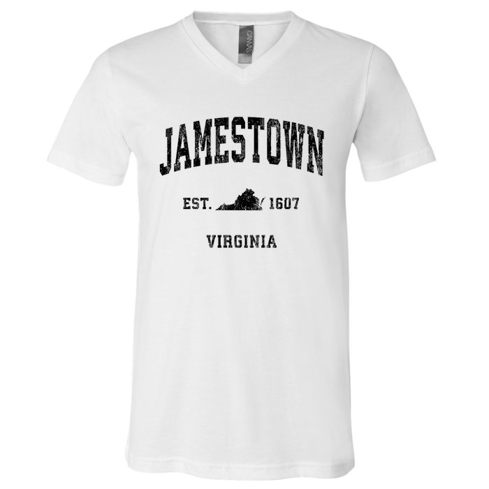 Jamestown Virginia Va Vintage Established Athletic Sports Design V-Neck T-Shirt