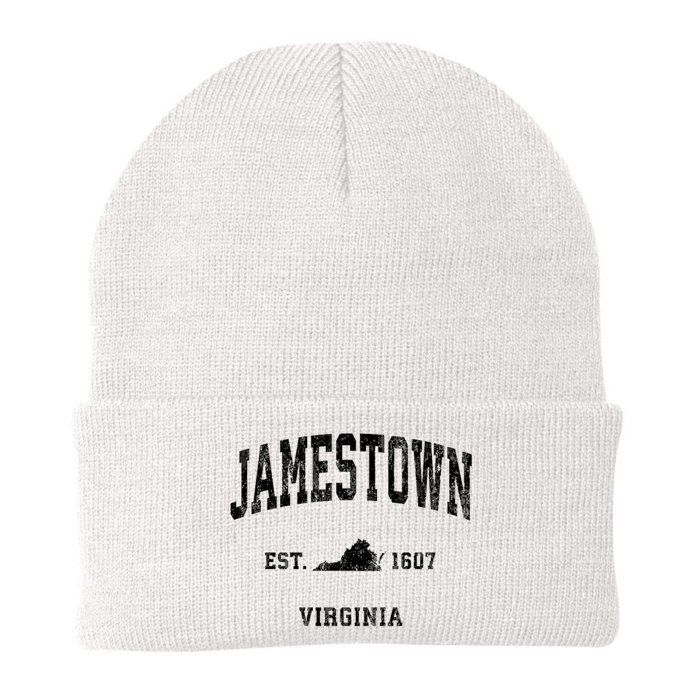 Jamestown Virginia Va Vintage Established Athletic Sports Design Beanie