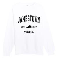 Jamestown Virginia Va Vintage Established Athletic Sports Design Premium Crewneck Sweatshirt