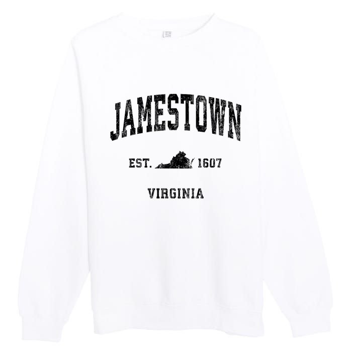 Jamestown Virginia Va Vintage Established Athletic Sports Design Premium Crewneck Sweatshirt