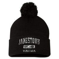 Jamestown Virginia Va Vintage Established Sports Pom Pom 12in Knit Beanie