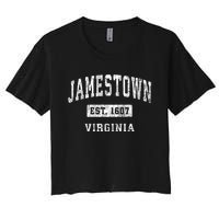 Jamestown Virginia Va Vintage Established Sports Women's Crop Top Tee