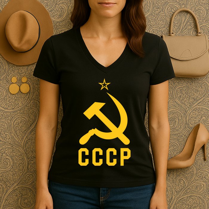 Jd Vance Wearing Cccp Social Communist Soviet Women's V-Neck T-Shirt