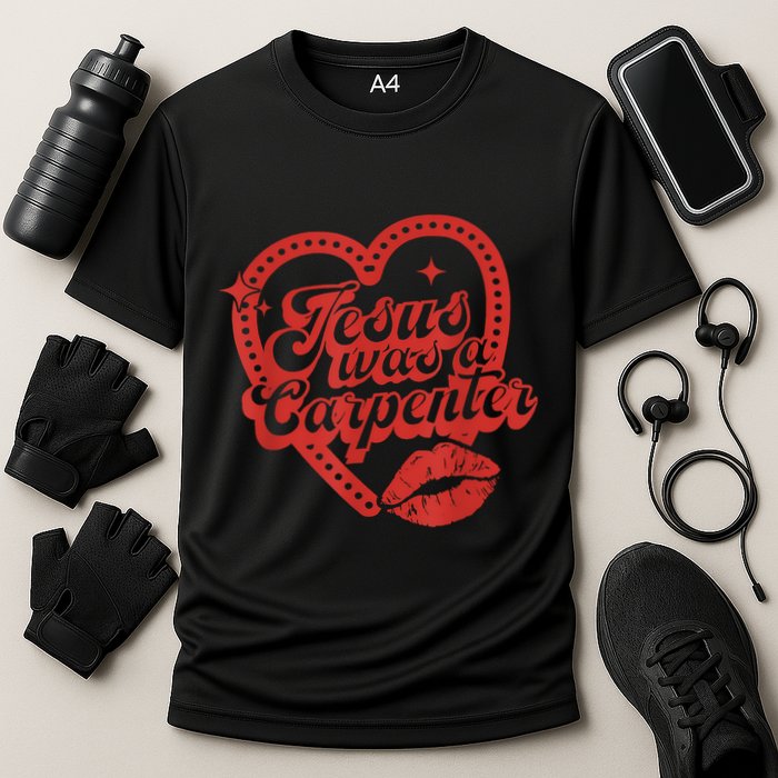 Jesus Was A Carpenter Groovy Christian Bible Cooling Performance Crew T-Shirt