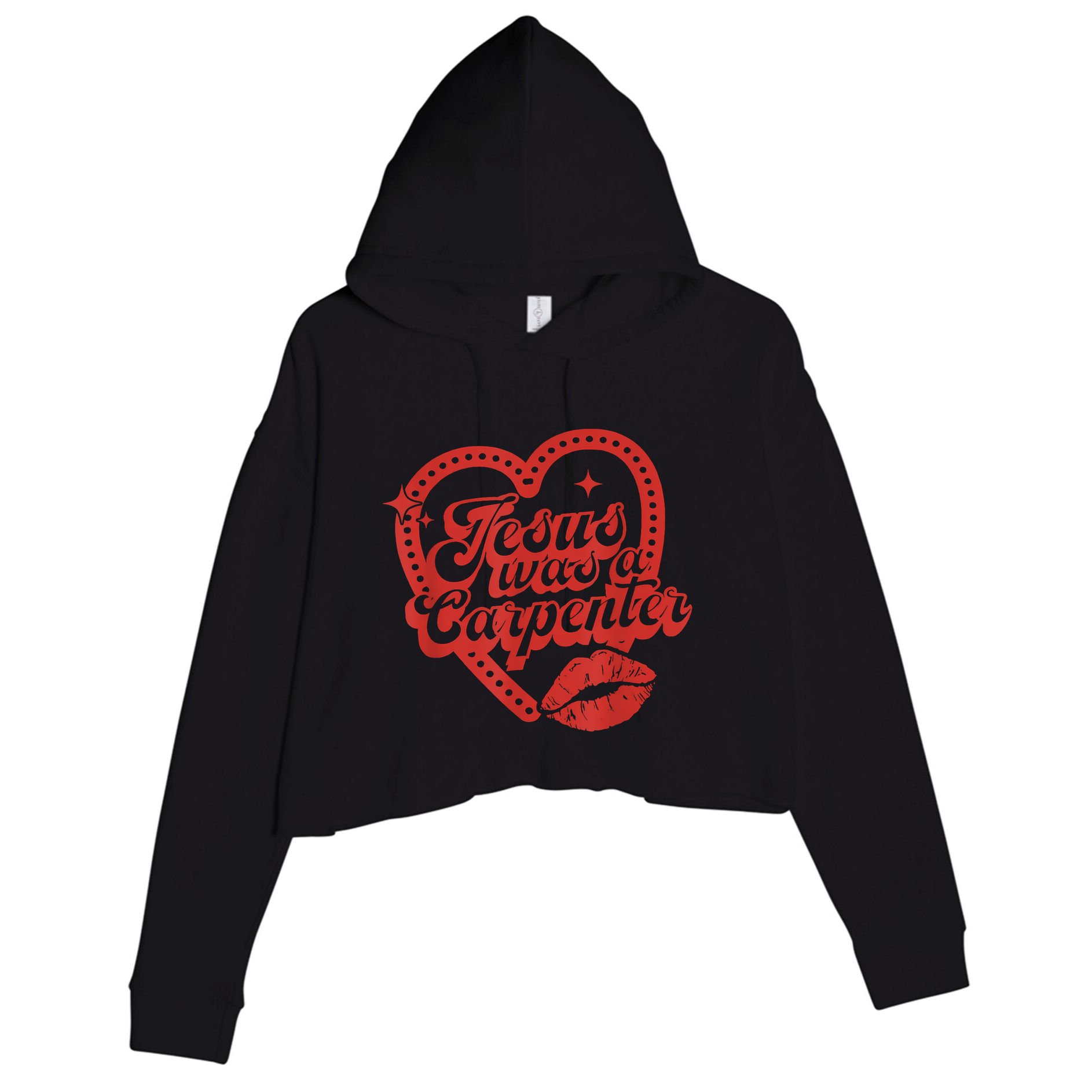 Jesus Was A Carpenter Groovy Christian Bible Crop Fleece Hoodie