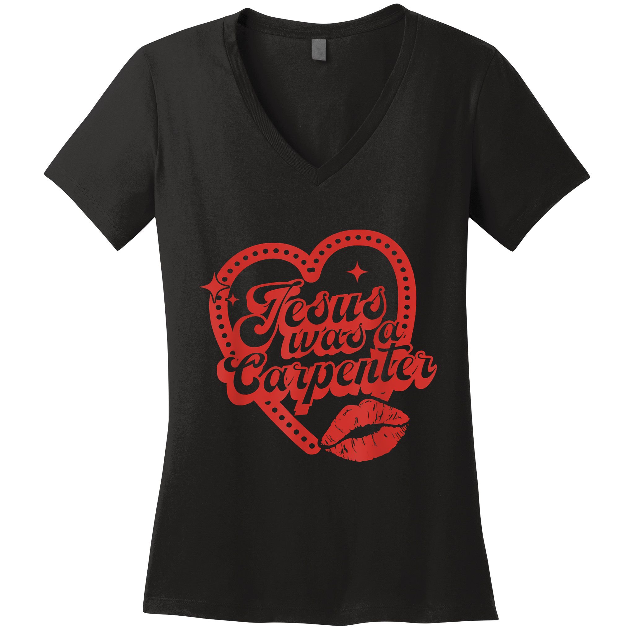 Jesus Was A Carpenter Groovy Christian Bible Women's V-Neck T-Shirt
