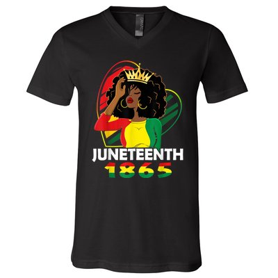 Juneteenth Women African American Black V-Neck T-Shirt