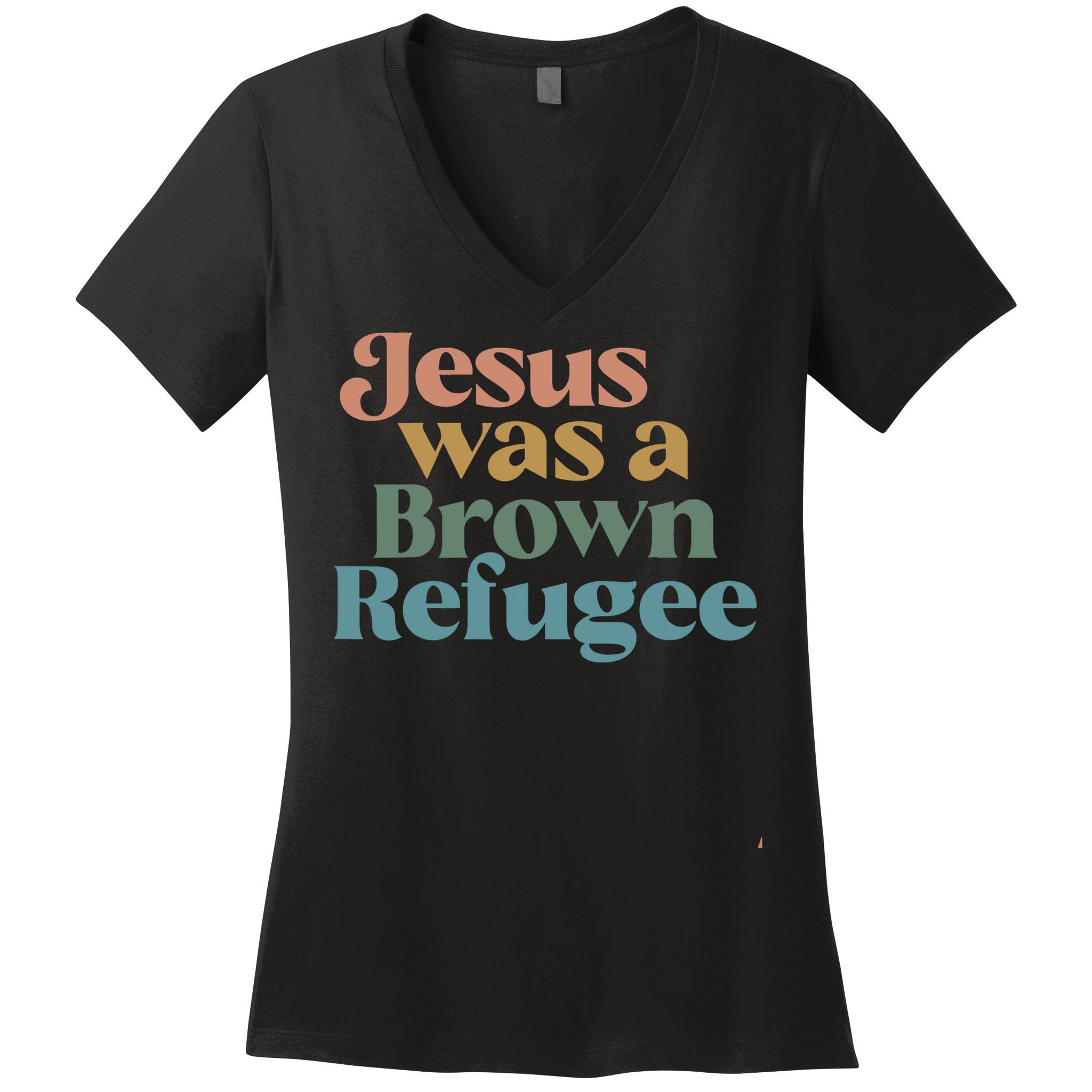 Jesus Was A Brown Refugee Women's V-Neck T-Shirt