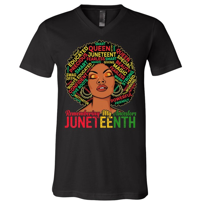 Juneteenth Wo African American Black Wo 1865 V-Neck T-Shirt