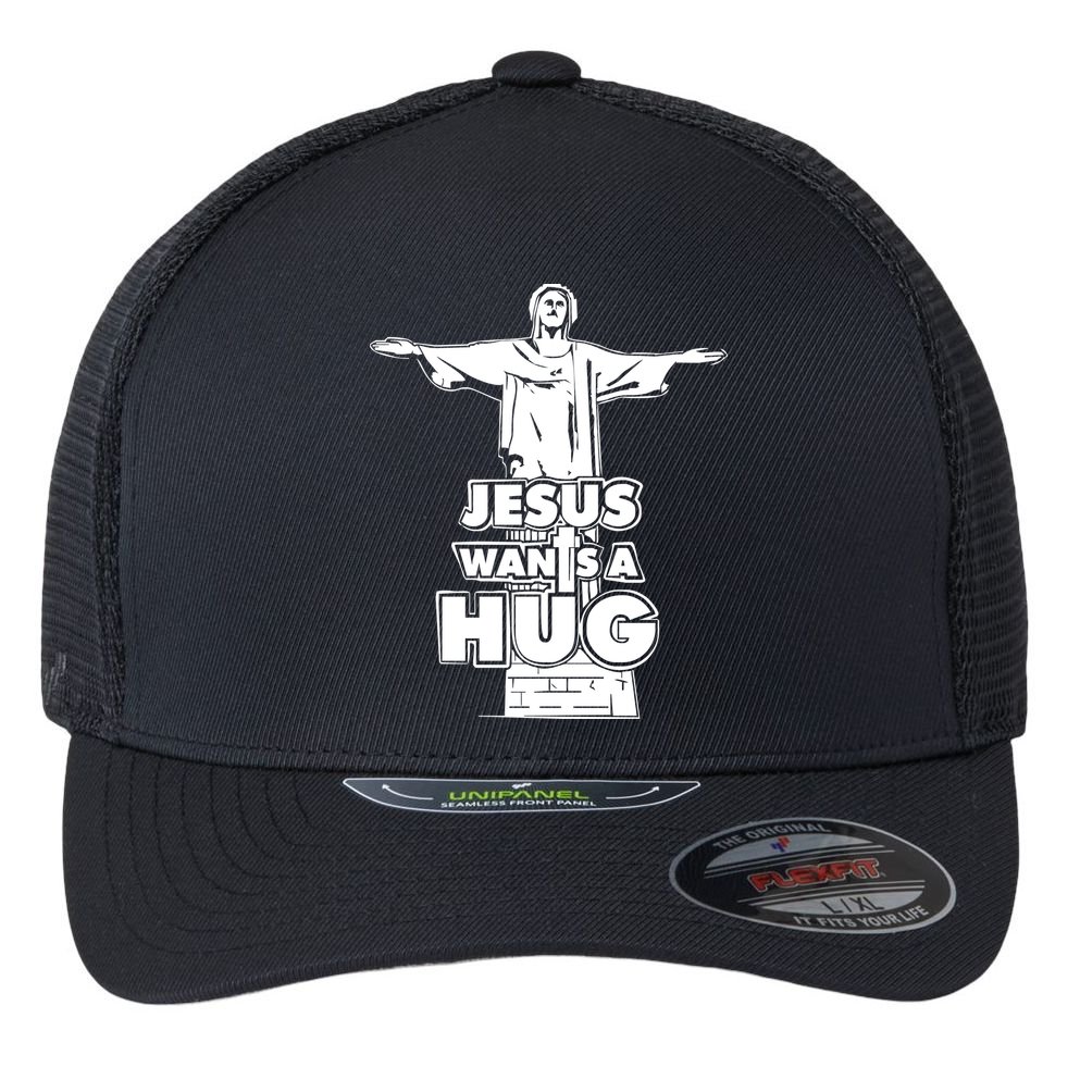 Jesus Wants A Hug Flexfit Unipanel Trucker Cap