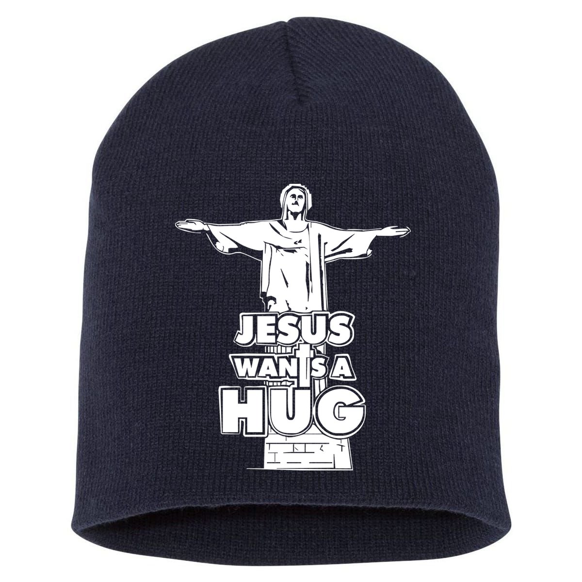 Jesus Wants A Hug Short Acrylic Beanie