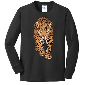 Jaguar Wild Animal Art Kids Long Sleeve Shirt