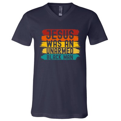 Jesus Was An Unarmed Black Man Retro Vintage Christian Lover V-Neck T-Shirt