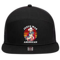 Jesus Was American Dinosaur Jesus Trex 7 Panel Mesh Trucker Snapback Hat