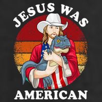 Jesus Was American Dinosaur Jesus Trex 7 Panel Mesh Trucker Snapback Hat