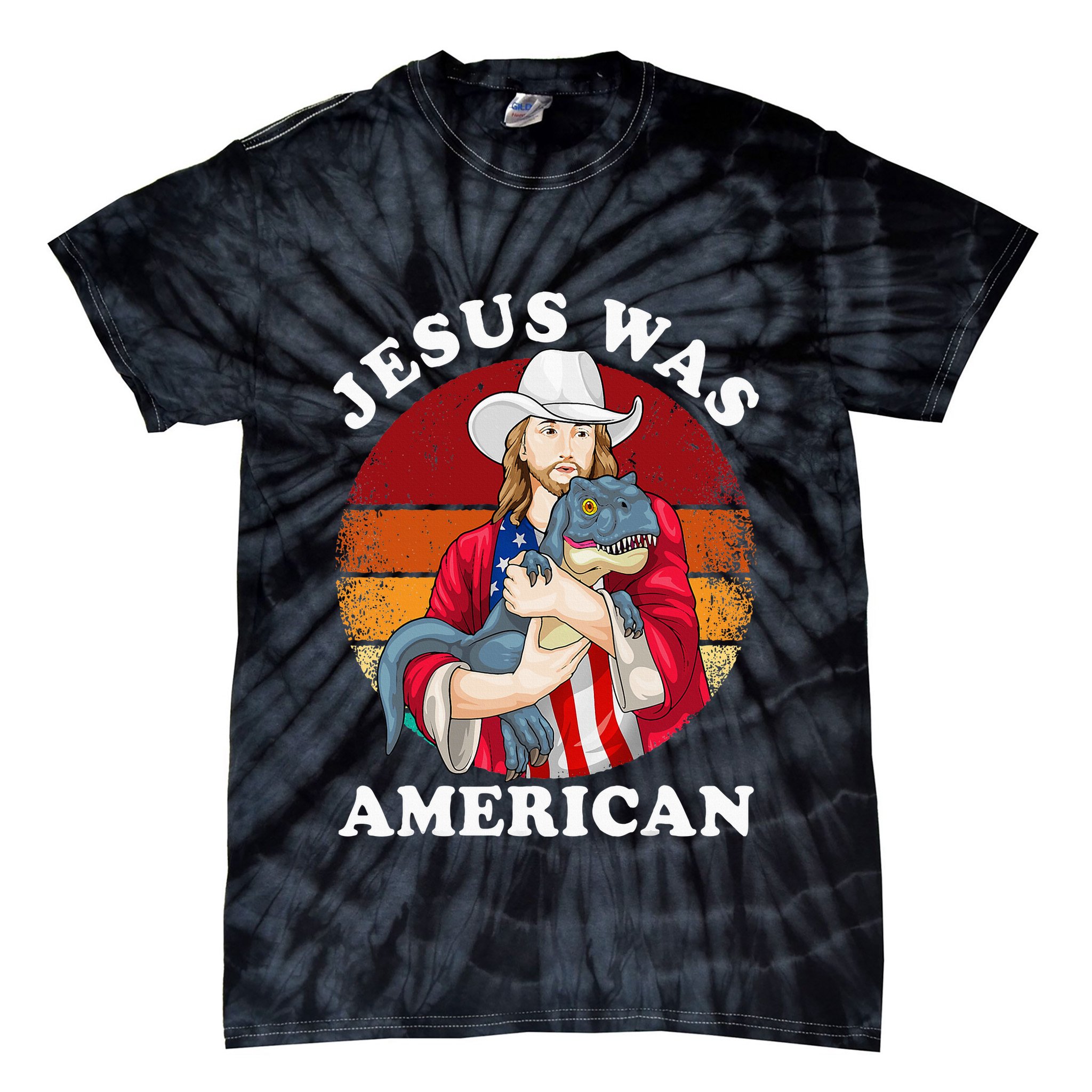 Jesus Was American Dinosaur Jesus Trex Tie-Dye T-Shirt